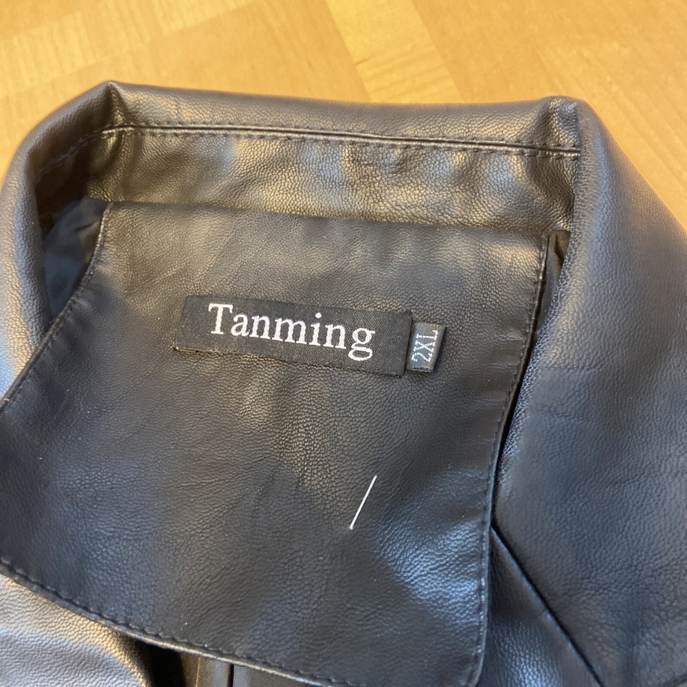 Tanming Womens Faux Leather Jacket 2XL Black Trench Coat B&T - Picture 5 of 13